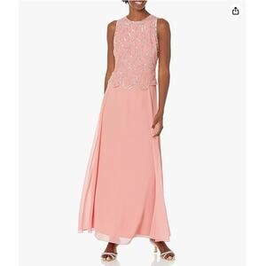 J Kara Women's Round Neck Beaded Long Dress sz 6